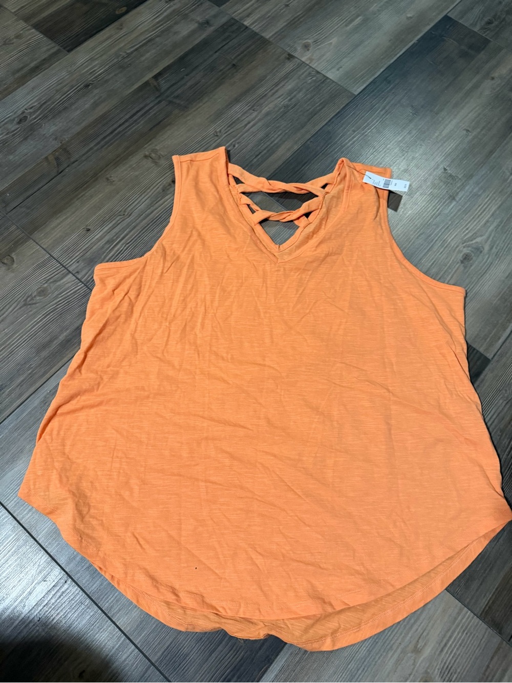 Lane Bryant Orange Crisscross V-Neck Tank Top